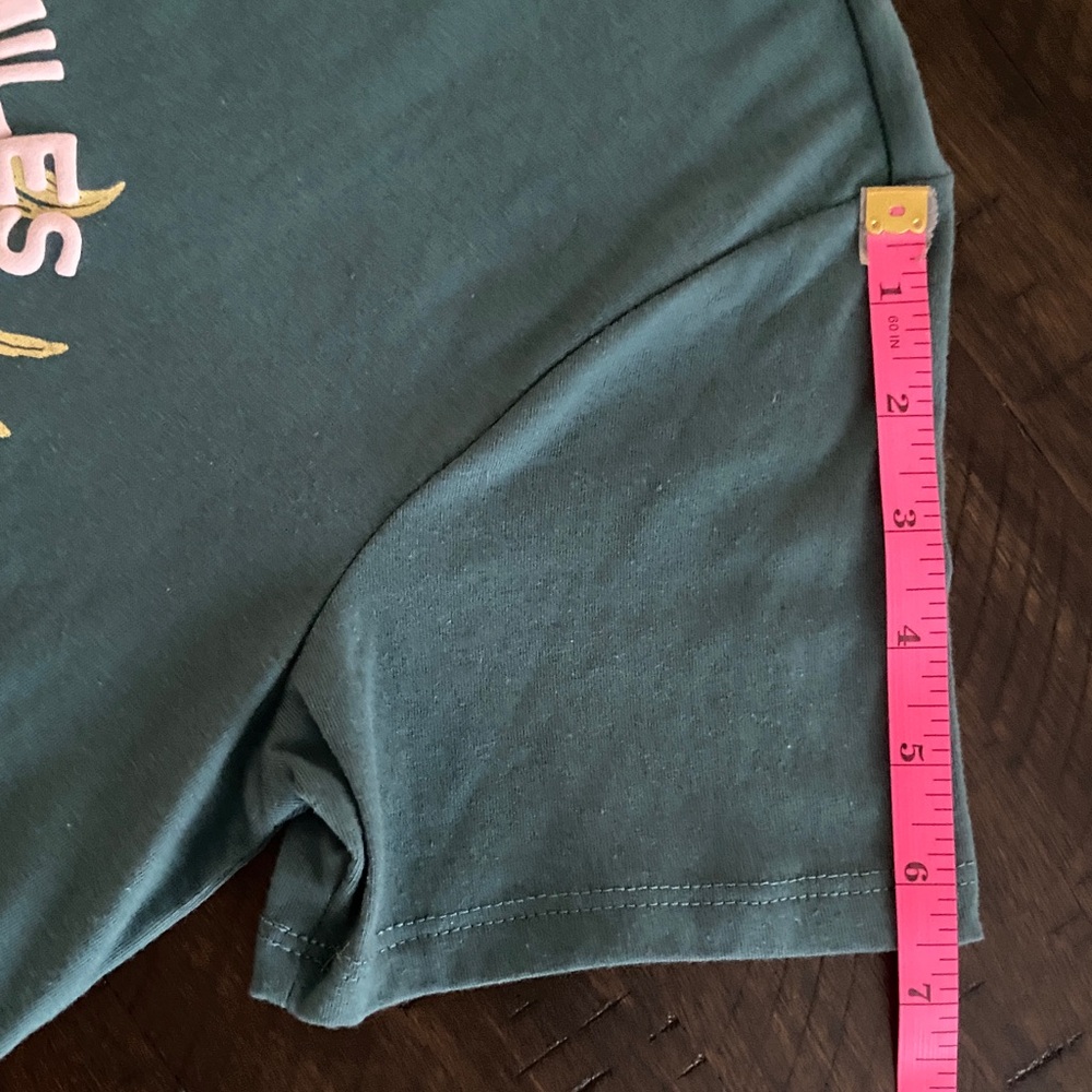 Cold Crush Teal Tee with Gold Sun and Pink Script, size Small - Picture 7 of 9